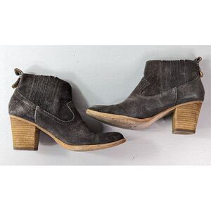 Dolce Vita Western Boots‎ Womens 8 Gray Leather Suede Pull On Ankle Booties